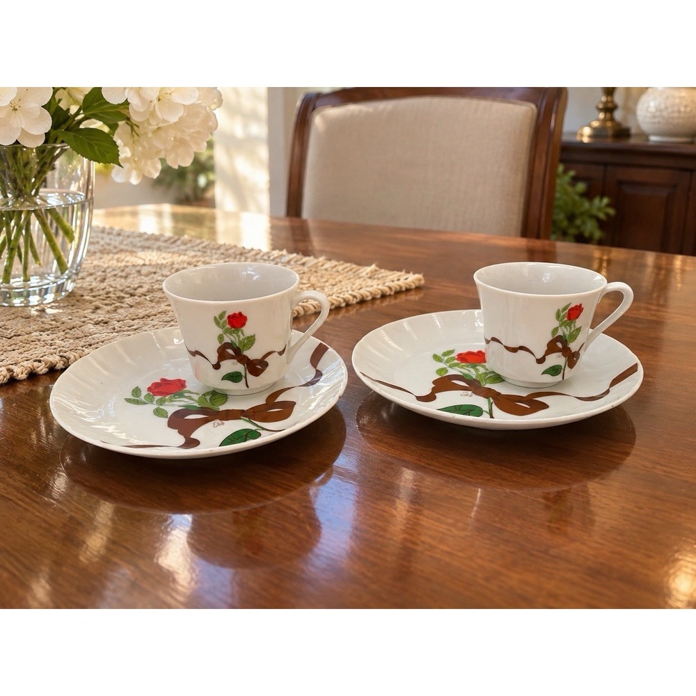 4 Pieces Of Coffee Set 2 Cups ,2 PlatesOnly A Rose by Seymour Mann (vintage)